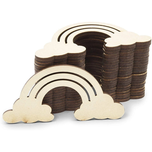 24-Pack Unfinished Wood Rainbow Cloud Cutouts for Crafts and Decor