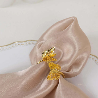 Pack of 4 Laser Cut Butterfly Metal Napkin Rings Gold