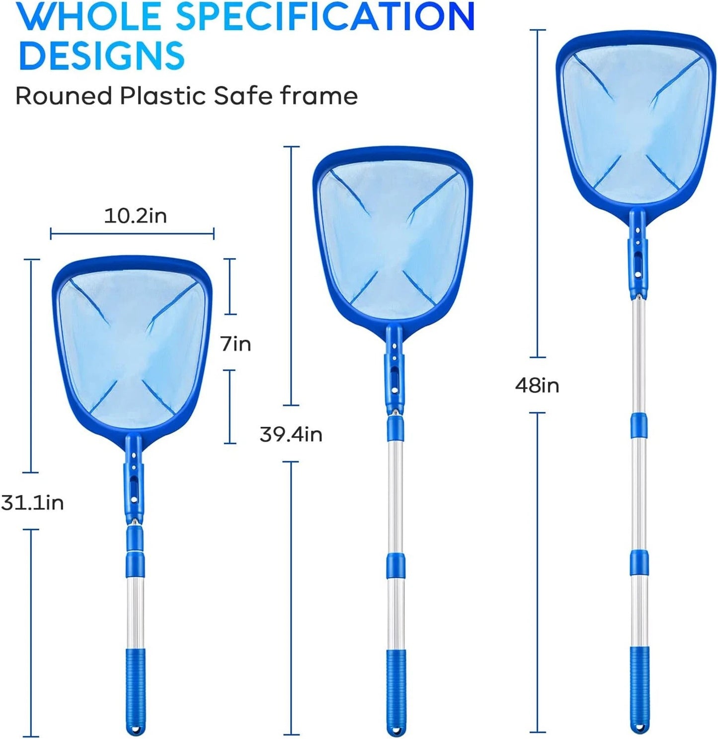 Home Collection Heavy Duty Pool Skimmer Leaf Rake Net with Telescopic Pole