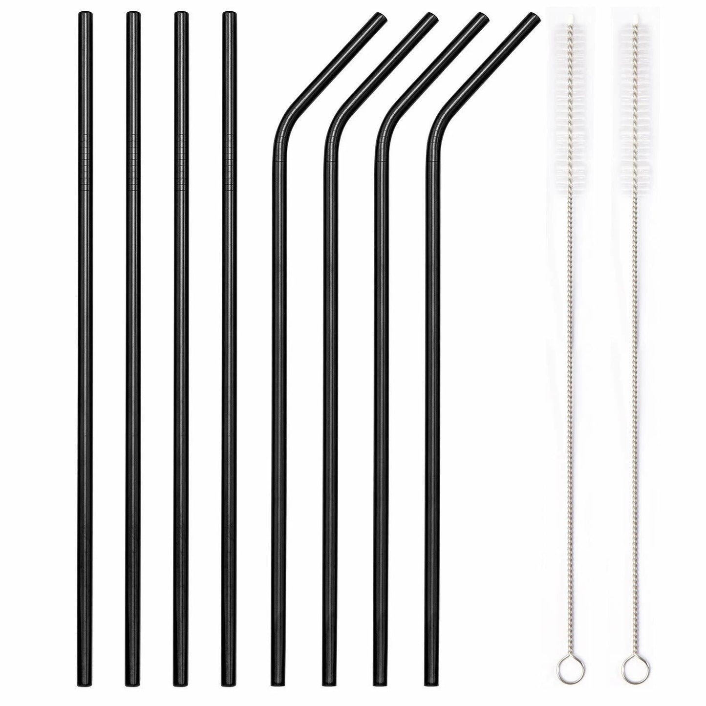 Home Collection Pack of 8 Stainless Steel Metal Cocktail Straws Set 10.5 Inch