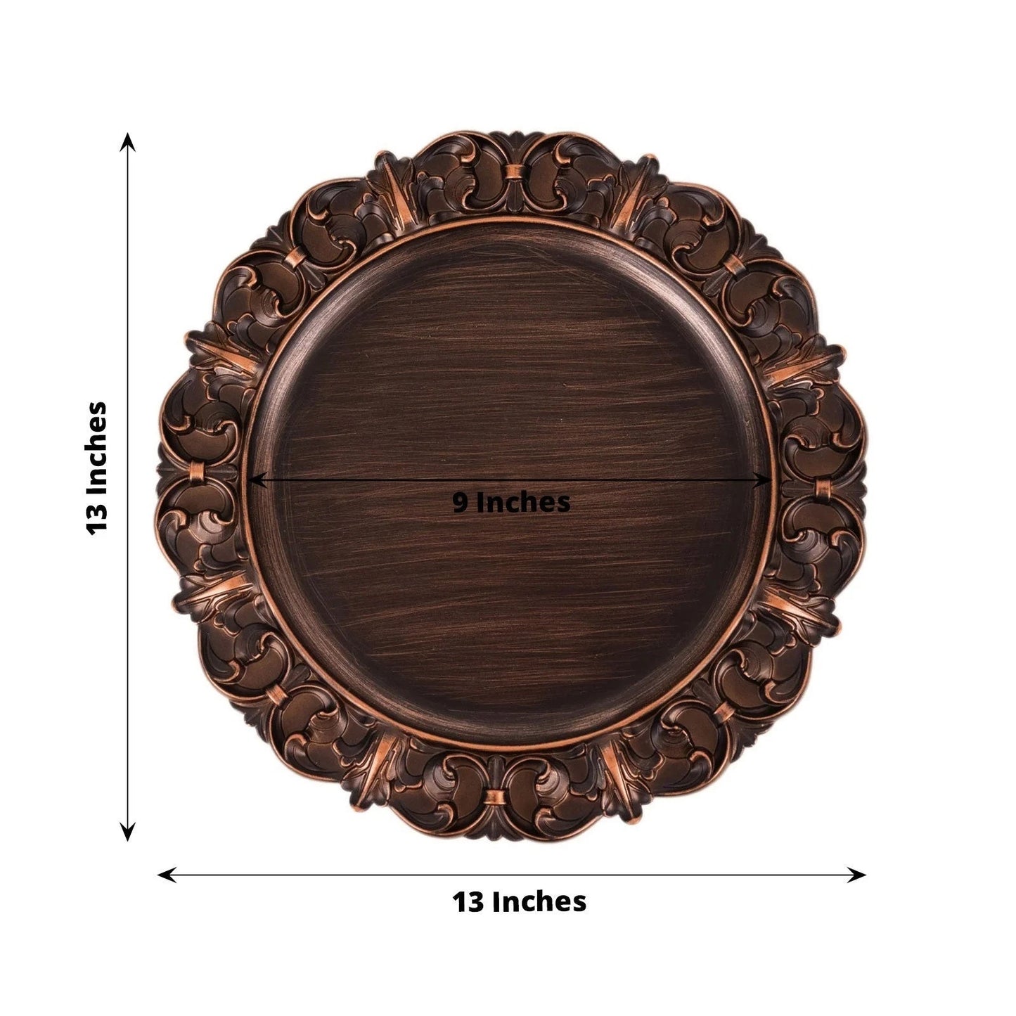 Home Collection Pack of 6 Round Acrylic Charger Plates Dark Brown 13 Inch