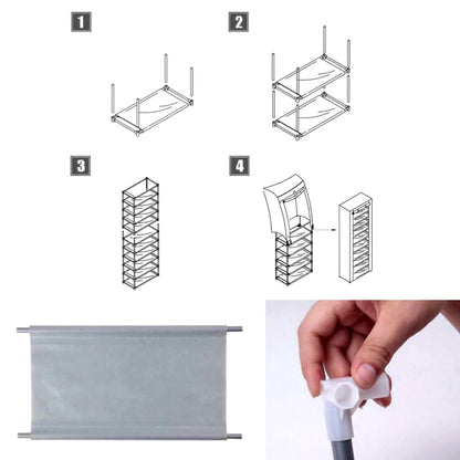 Home Collection Portable 9-Tier Shoe Rack Storage Organizer with Dust Cover