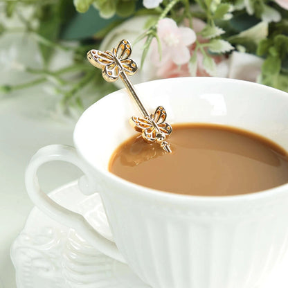 Home Collection Pack of 10 Gold Metal Butterfly Handle Coffee Spoons