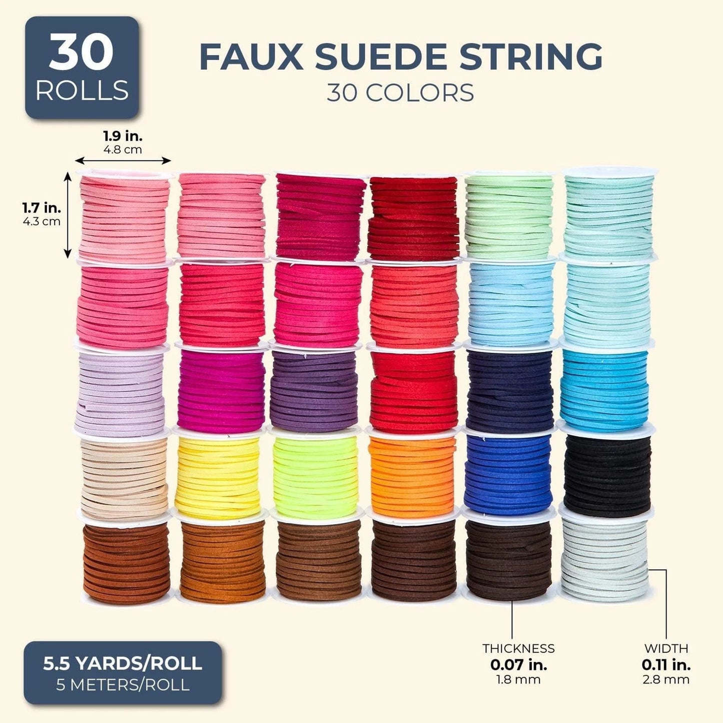 30 Spools Faux Leather Laces for Crafts