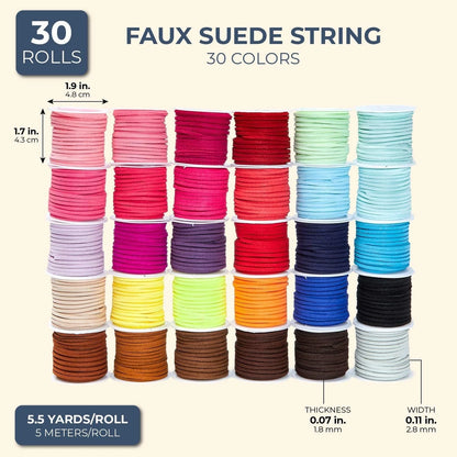 30 Spools Faux Leather Laces for Crafts