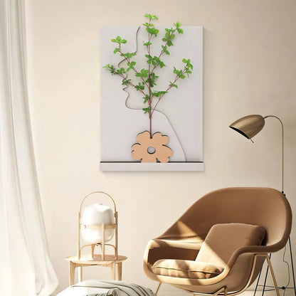 Wall-Mounted Sandstone Decor with LED & Simulated Plant