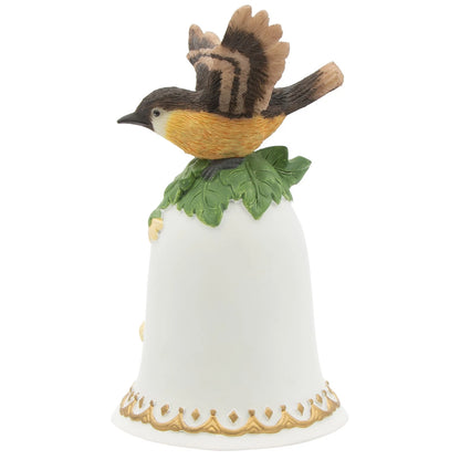 Greensleeves 6" Ceramic Wind-Up Musical Bell with Brown & Yellow Wren