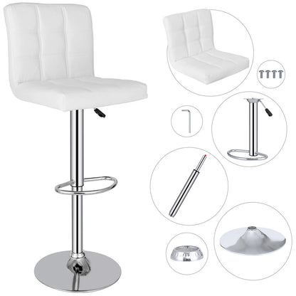 Set of 2 Adjustable Swivel Bar Stools with Footrest