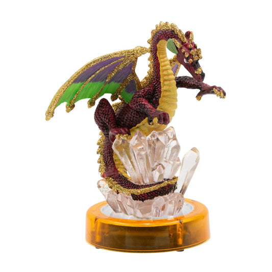 Mystical Dragons Wigfal Red Dragon Figurine with Illuminated Pedestal