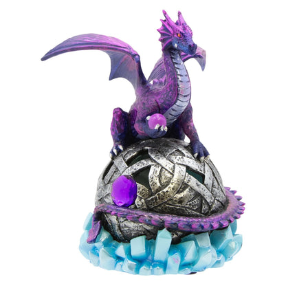 6" Purple Dragon Figurine with Color-Changing LED Orb