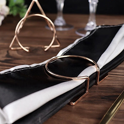 Home Collection 4-Pack Gold Geometric Metal Napkin Rings – Circle & Triangle Design
