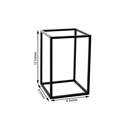 Home Collection 2-Pack 12" Black Matte Metal Geometric Flower Vase Stands