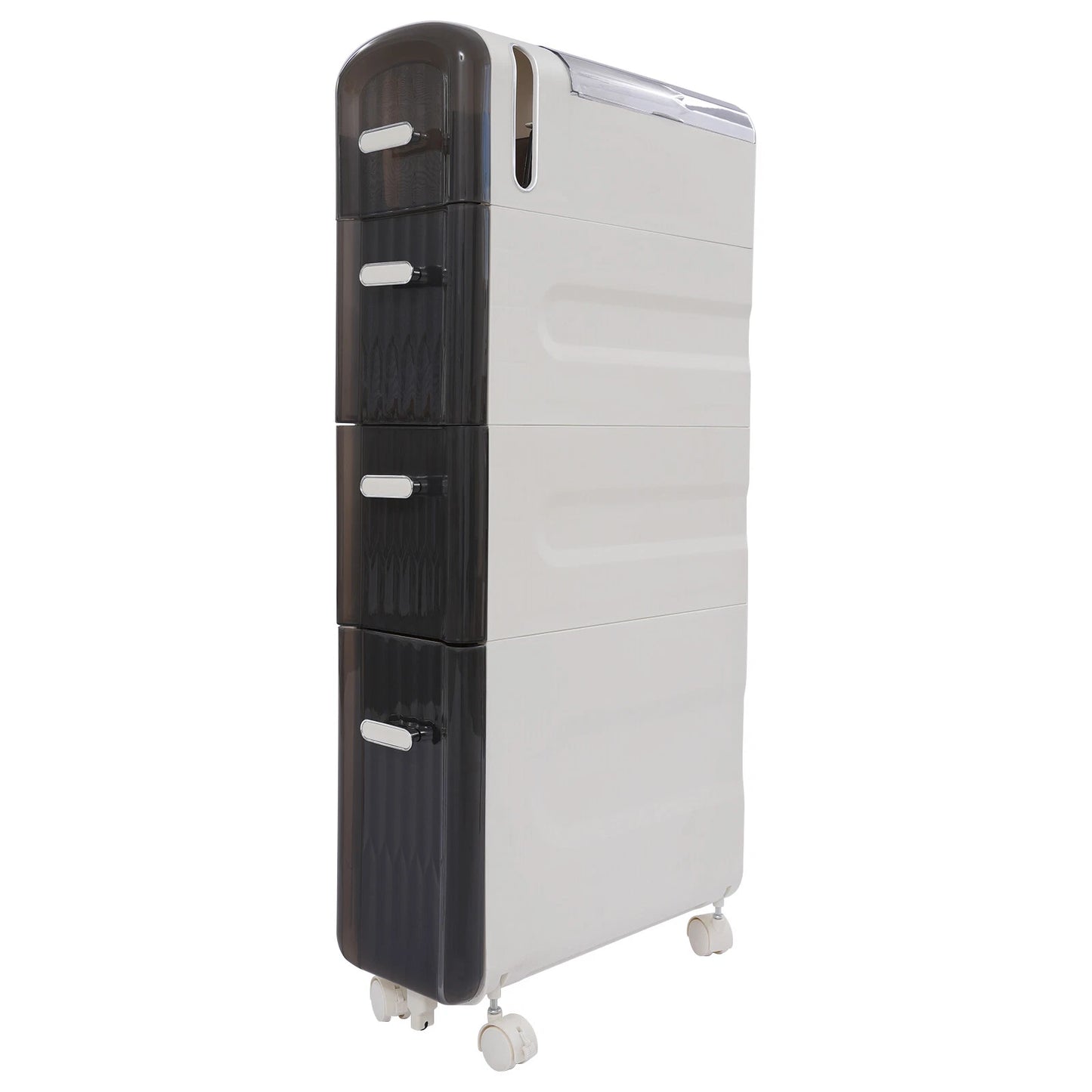 4-Tier Slim Bathroom Storage Cabinet with Drawers & Casters