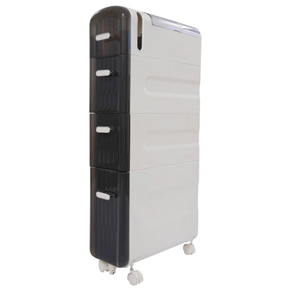 4-Tier Slim Bathroom Storage Cabinet with Drawers & Casters