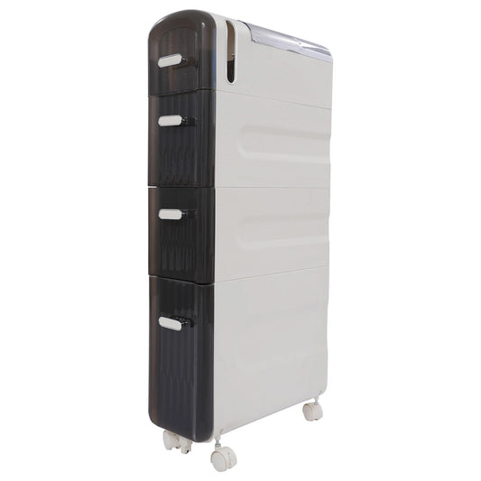 4-Tier Slim Bathroom Storage Cabinet with Drawers & Casters
