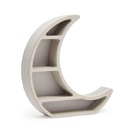 Rustic White Crescent Moon Wall Shelf
