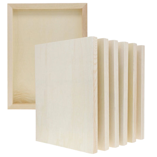 6 Pack Unfinished Wood Canvas Boards – Deep Cradle 9x12 Panels