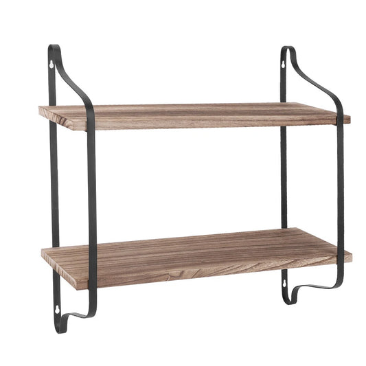 2-Tier Rustic Wood Floating Wall Shelves