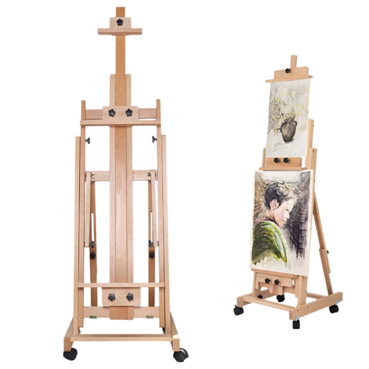 Adjustable H-Frame Wooden Studio Easel