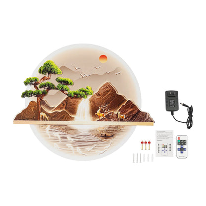 LED Wall Art Decor – Chinese Landscape Wall Decoration with Remote