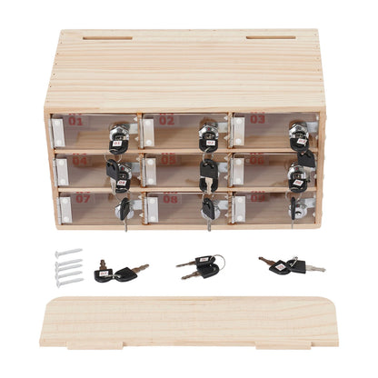 9-Slot Cell Phone Storage Cabinet – 3-Tier Organizer with Keys