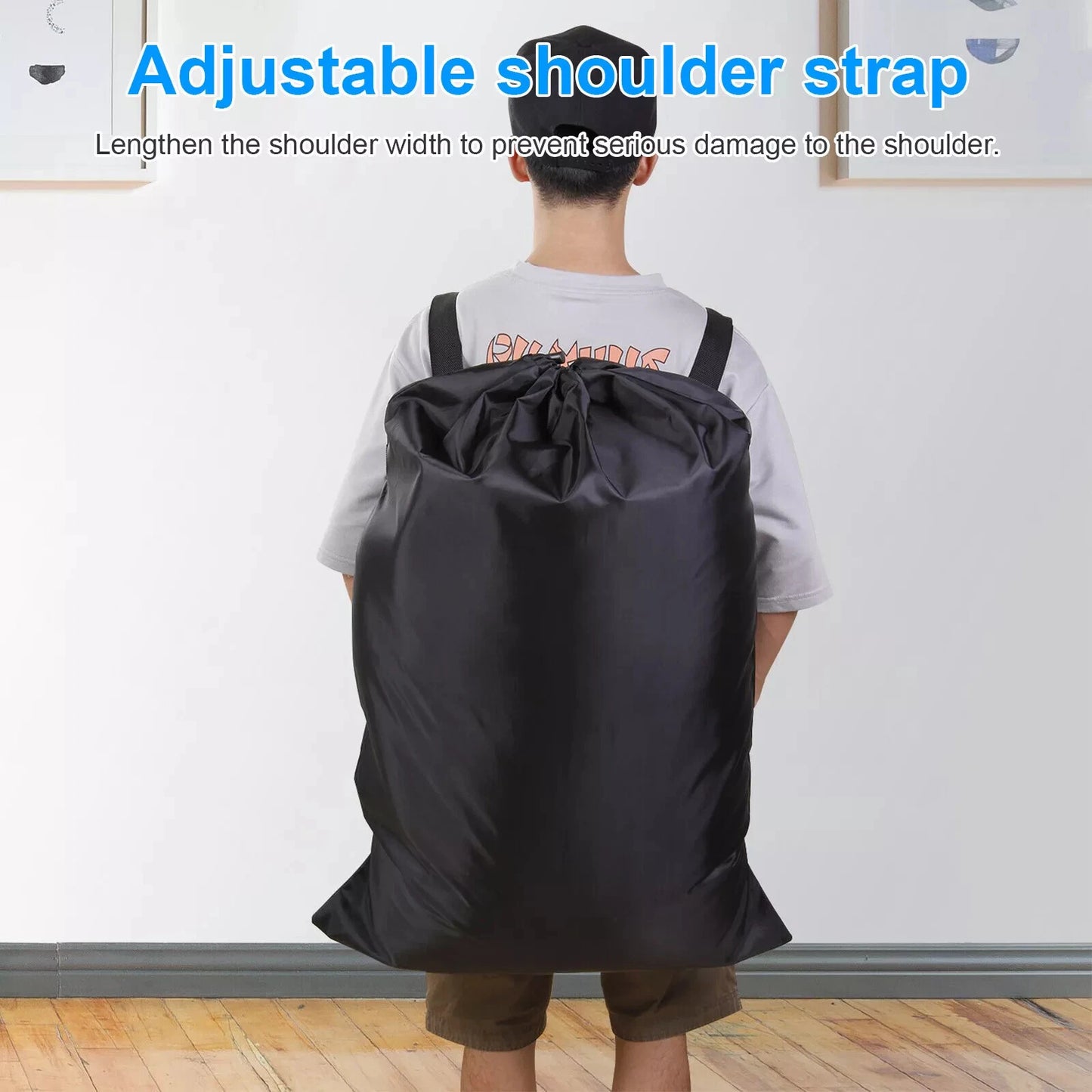 Home Collection Large Laundry Backpack Bag with Drawstring