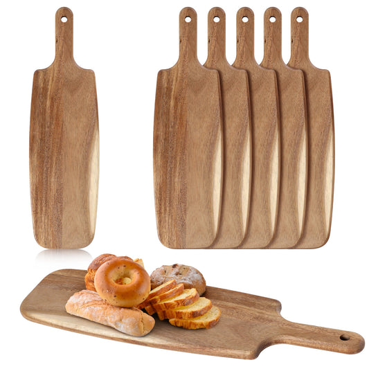 5pcs Acacia Wood Cutting Boards Serving Tray with Handle