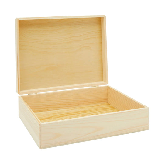 Unfinished Wooden Box with Hinged Lid
