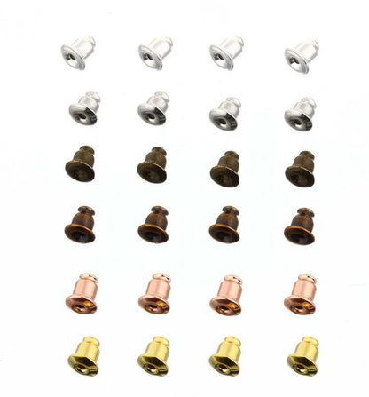 200pcs Stud Earring Backs – Bullet Barrel Ear Nut Stoppers