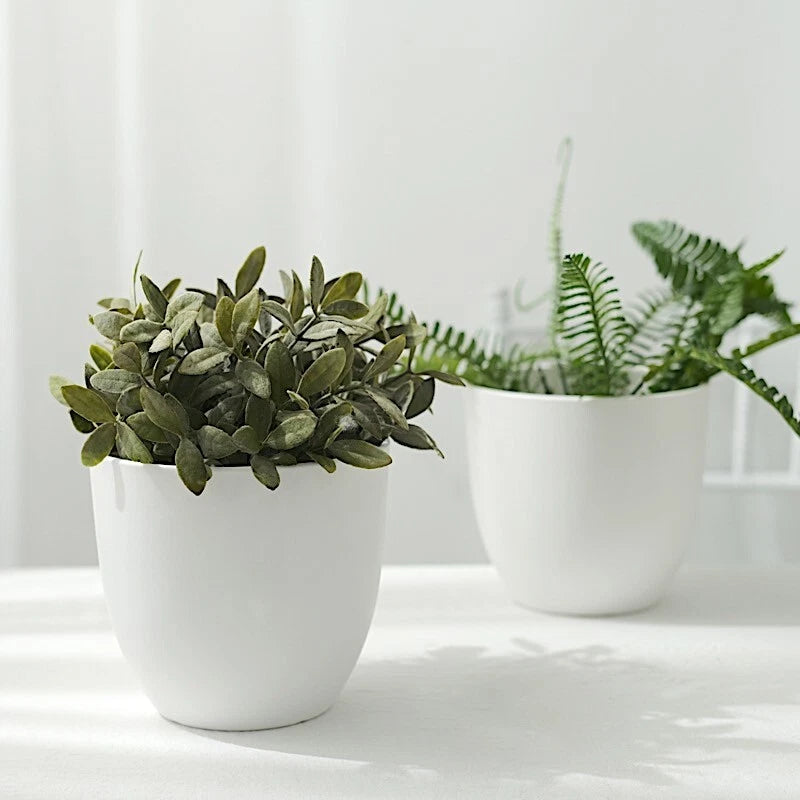 2-Piece 5.5" White Round Plastic Flower Pots