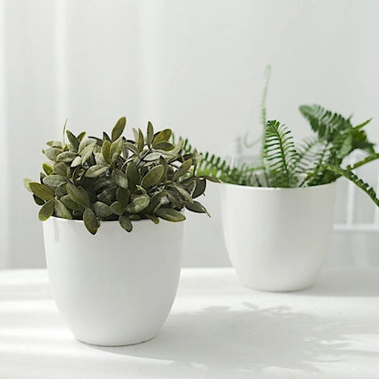 2-Piece 5.5" White Round Plastic Flower Pots