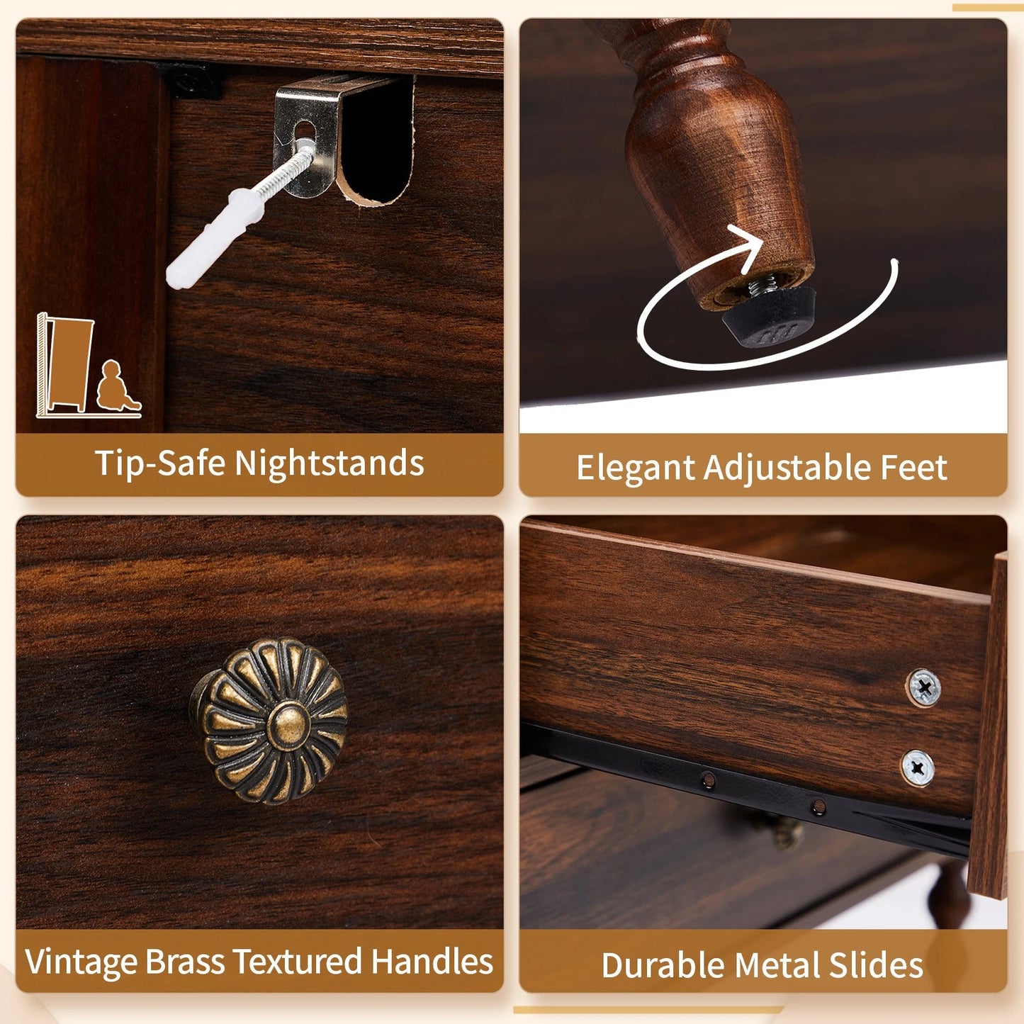 Solid Wood Side Table with Spindle Legs