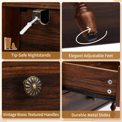 Solid Wood Side Table with Spindle Legs