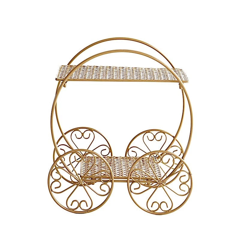Home Collection 14" Gold Cinderella Carriage 2-Tier Cupcake Stand