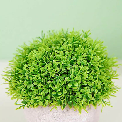 Green Gray Mini Boxwood Topiary 2 Potted Artificial Plants