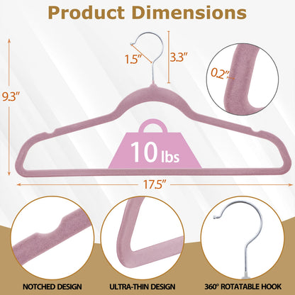 Home Collection Premium Velvet Hangers Bulk Set Pink (100–400 PCS)