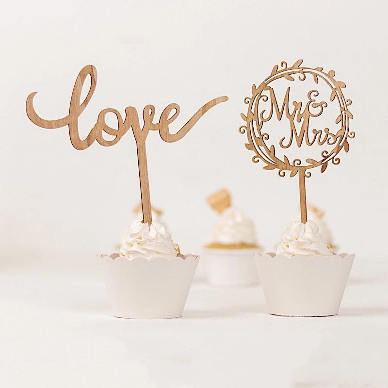 Home Collection 2-Piece Wooden Wedding Cake Toppers Set