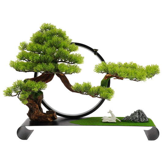 Zen Artificial Pine Tree with Lamp Ring Decoration