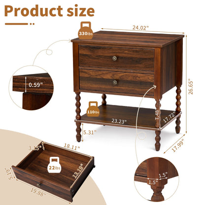 Solid Wood Side Table with Spindle Legs