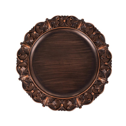 Home Collection Pack of 6 Round Acrylic Charger Plates Dark Brown 13 Inch