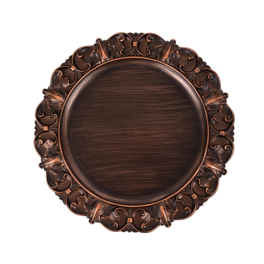 Home Collection Pack of 6 Round Acrylic Charger Plates Dark Brown 13 Inch