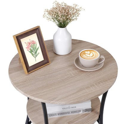 Round End Table with 2 Shelves