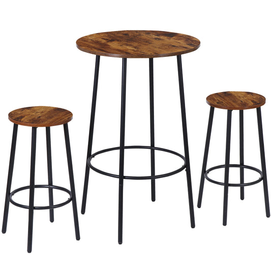 3-Piece Round Bar Table and Stool Set