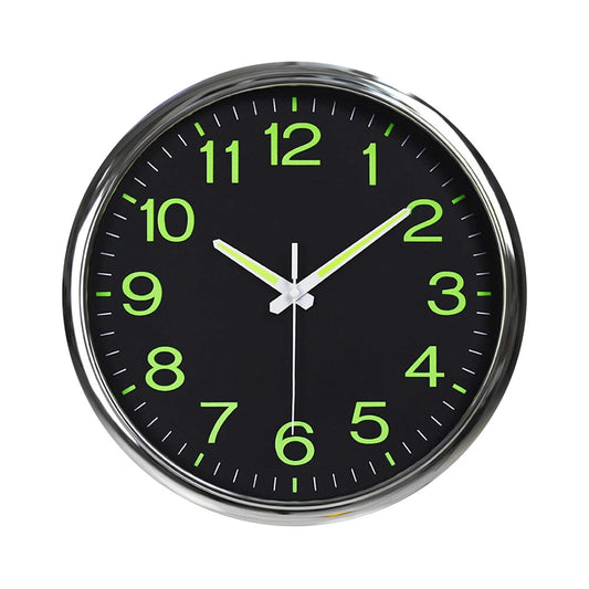 12" Silent Glow-in-the-Dark Wall Clock