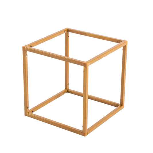 2 pcs 8" Matte Gold Geometric Cube Metal Stands