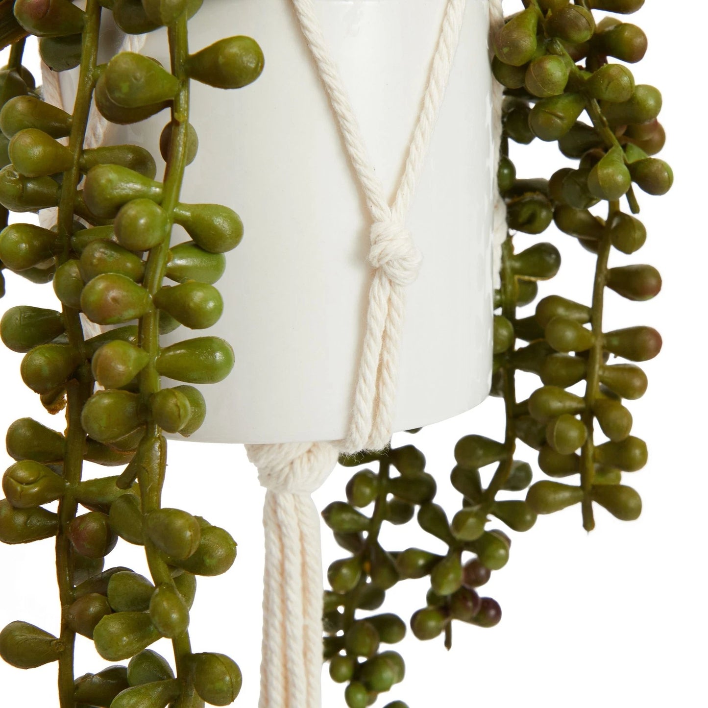 2-Pack Artificial Hanging String of Pearls Plants with Ceramic Pots