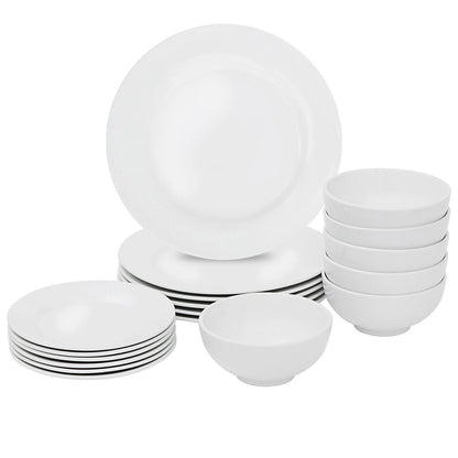 18-Piece White Porcelain Dinnerware Set