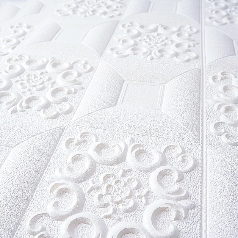 White 3D Self Adhesive Foam Wall Panels