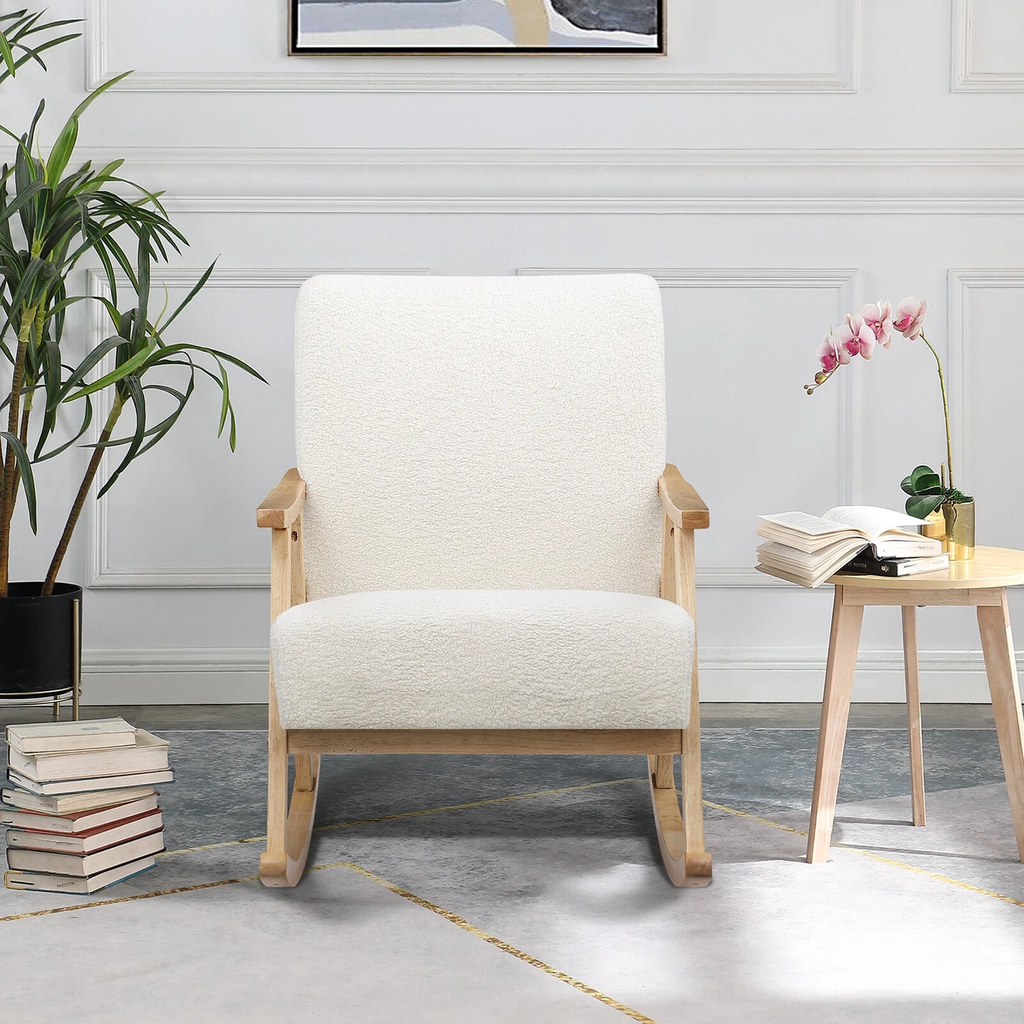 Modern Rocking Chair – Comfy Upholstered Single Sofa