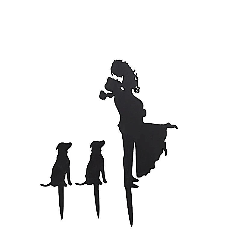 Home Collection Black Acrylic Bride & Groom with Dogs Cake Topper Set